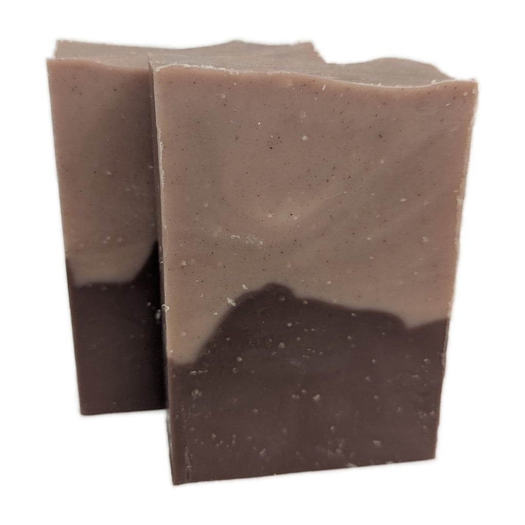 Close view of Mountain Majesty soap bars and their mountain ridge